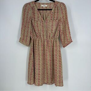 UMGEE Women’s Tan Bird Novelty Print Shirtdress Sz S